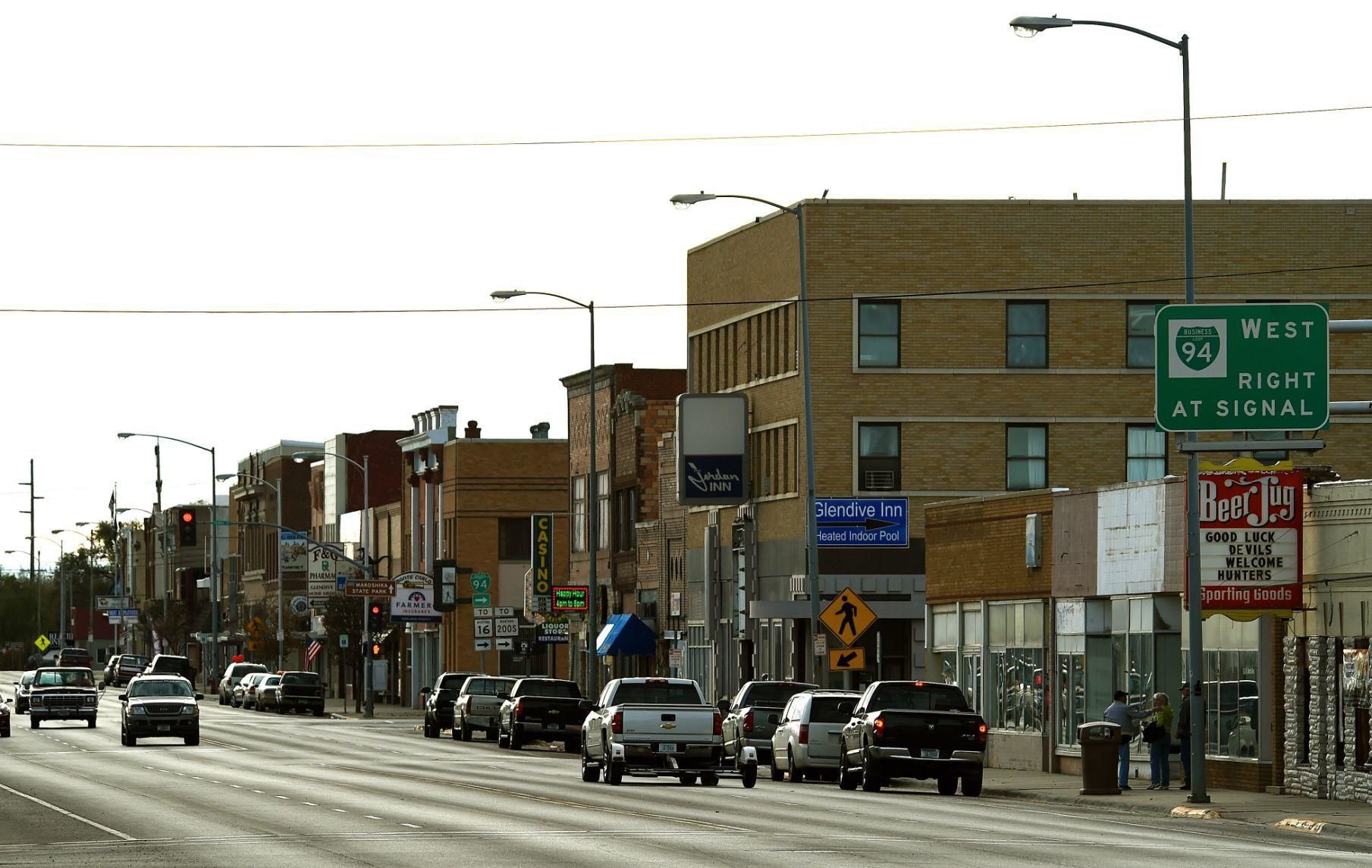 Businesses line Merrill Avenue in downtown Glendive